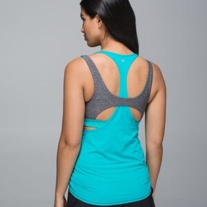 lululemon athletica Turquoise and Charcoal Tank Top